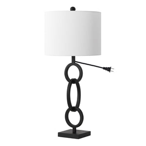 Safavieh Alaia, 29.5 Inch, Black, Iron Table Lamp White Shade Metal