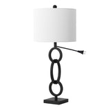 Safavieh Alaia, 29.5 Inch, Black, Iron Table Lamp White Shade Metal