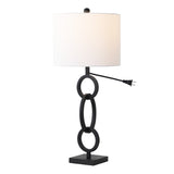 Safavieh Alaia, 29.5 Inch, Black, Iron Table Lamp White Shade Metal