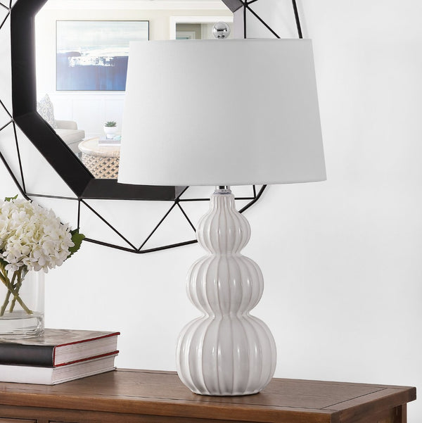 Safavieh CORINA, 26.5 Inch Ceramic Table Lamp - Modern Elegance for Living Rooms, Bedrooms & Home Offices White TBL4277B