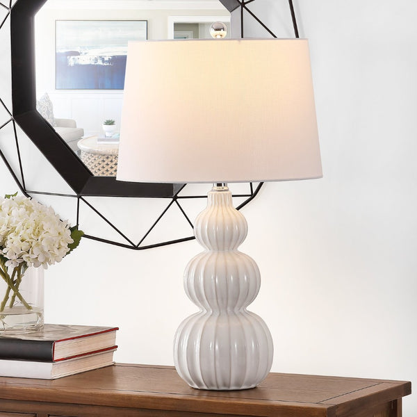 Safavieh CORINA, 26.5 Inch Ceramic Table Lamp - Modern Elegance for Living Rooms, Bedrooms & Home Offices White TBL4277B