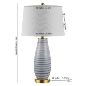 Safavieh ELIANA, 27.5 Inch Serene Blue Glass Table Lamp with Elegant Iron Base for Stylish Home Lighting TBL4278A