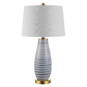 Safavieh ELIANA, 27.5 Inch Serene Blue Glass Table Lamp with Elegant Iron Base for Stylish Home Lighting TBL4278A
