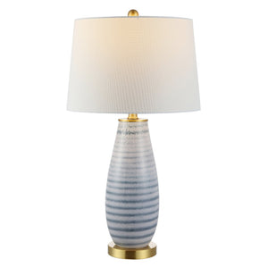 Safavieh ELIANA, 27.5 Inch Serene Blue Glass Table Lamp with Elegant Iron Base for Stylish Home Lighting TBL4278A