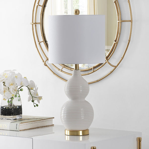 Safavieh EMERY, 26-Inch Ivory Table Lamp - Elegant Ceramic & Iron Design for Warm Ambient Lighting in Any Room TBL4281A
