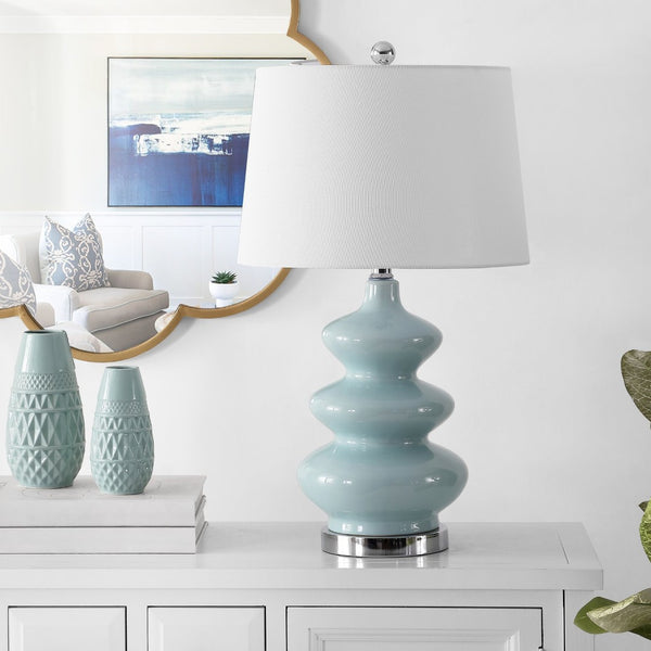 Safavieh BRIELLE, 26.5 INCH CERAMIC TABLE LAMP – Timeless Design with Contemporary Touch for Any Space Blue TBL4282A