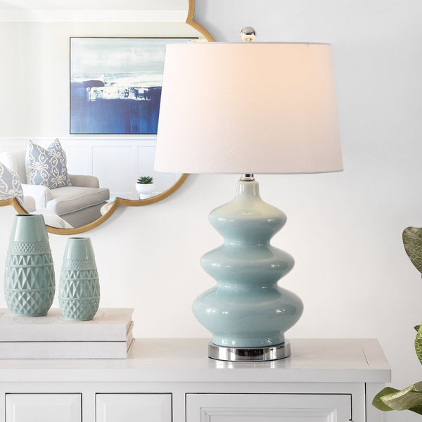 Safavieh BRIELLE, 26.5 INCH CERAMIC TABLE LAMP – Timeless Design with Contemporary Touch for Any Space Blue TBL4282A