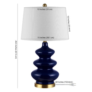Safavieh BRIELLE, 26.5 INCH CERAMIC TABLE LAMP – Timeless Design with Contemporary Touch for Any Space Navy TBL4282B