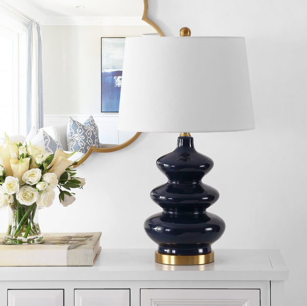 Safavieh BRIELLE, 26.5 INCH CERAMIC TABLE LAMP – Timeless Design with Contemporary Touch for Any Space Navy TBL4282B