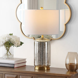 Safavieh NOVAH, Elegant Glass Table Lamp with Curved Design for Living Rooms, Bedrooms, and Home Offices Silver TBL4283A