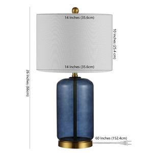 Safavieh NOVAH, Elegant Glass Table Lamp with Curved Design for Living Rooms, Bedrooms, and Home Offices Blue TBL4283B