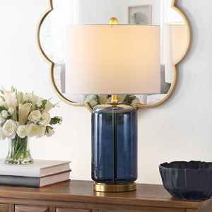 Safavieh NOVAH, Elegant Glass Table Lamp with Curved Design for Living Rooms, Bedrooms, and Home Offices Blue TBL4283B