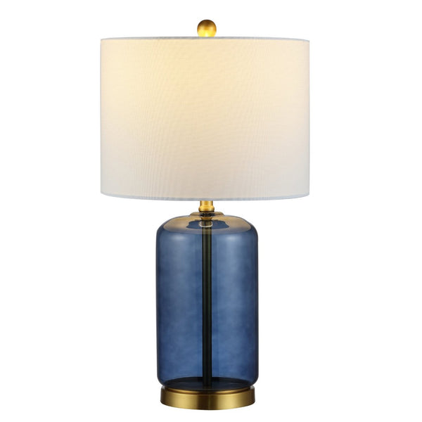 Safavieh NOVAH, Elegant Glass Table Lamp with Curved Design for Living Rooms, Bedrooms, and Home Offices Blue TBL4283B