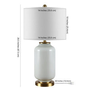 Safavieh AMAIA, Elegant Glass Table Lamp for Living Rooms and Bedrooms, Stylish and Versatile Home Lighting White TBL4285B