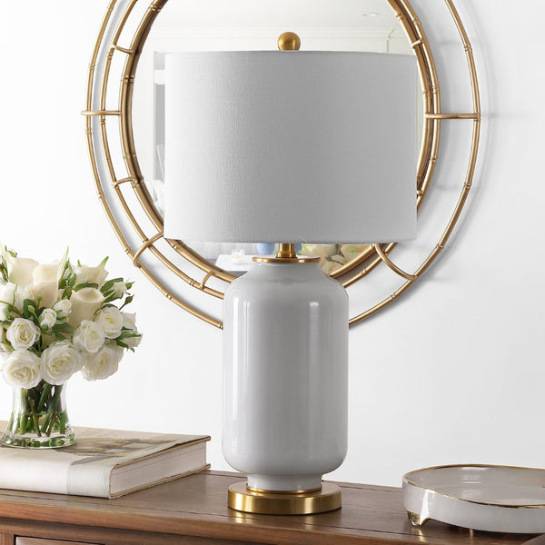Safavieh AMAIA, Elegant Glass Table Lamp for Living Rooms and Bedrooms, Stylish and Versatile Home Lighting White TBL4285B