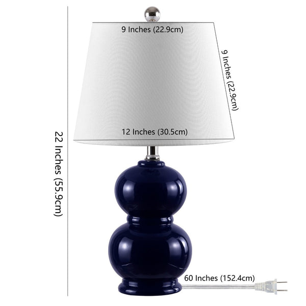 Safavieh EVERLEE, Elegant 22-Inch Ceramic Table Lamp for Stylish Ambient Lighting in Any Room Decor Navy TBL4286A
