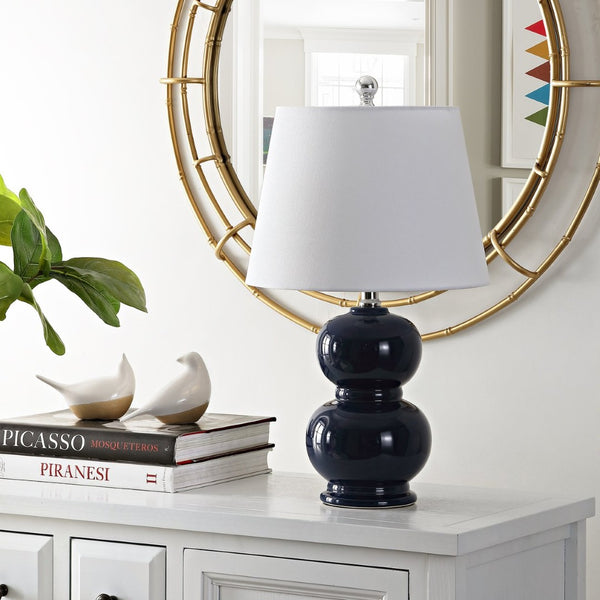 Safavieh EVERLEE, Elegant 22-Inch Ceramic Table Lamp for Stylish Ambient Lighting in Any Room Decor Navy TBL4286A