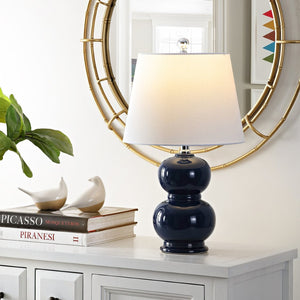 Safavieh EVERLEE, Elegant 22-Inch Ceramic Table Lamp for Stylish Ambient Lighting in Any Room Decor Navy TBL4286A