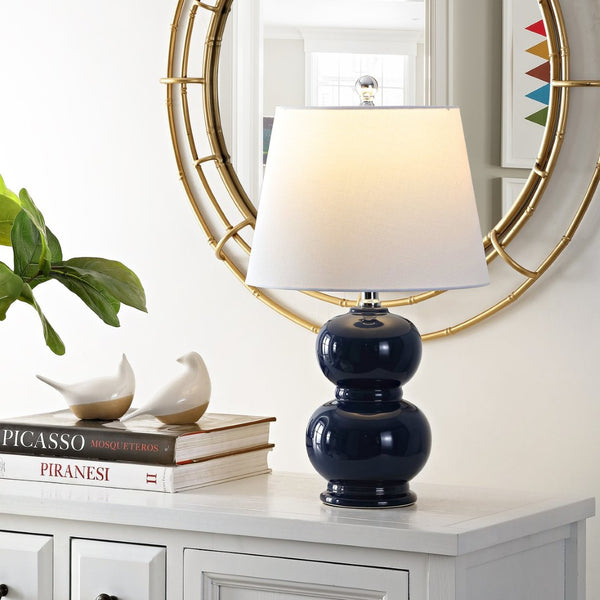Safavieh EVERLEE, Elegant 22-Inch Ceramic Table Lamp for Stylish Ambient Lighting in Any Room Decor Navy TBL4286A