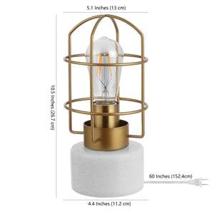 Safavieh SADAF, Elegant 10.5-Inch Brass & White Table Lamp with Marble Base for Chic Home Lighting Solutions TBL4292A