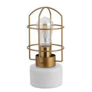 Safavieh SADAF, Elegant 10.5-Inch Brass & White Table Lamp with Marble Base for Chic Home Lighting Solutions TBL4292A