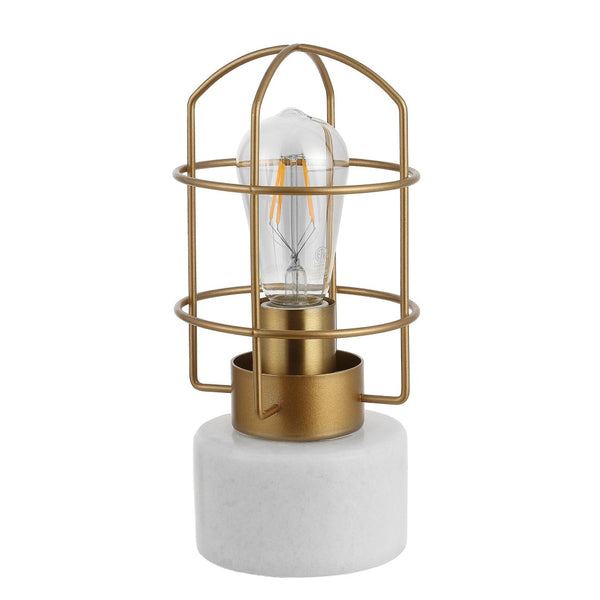 Safavieh SADAF, Elegant 10.5-Inch Brass & White Table Lamp with Marble Base for Chic Home Lighting Solutions TBL4292A
