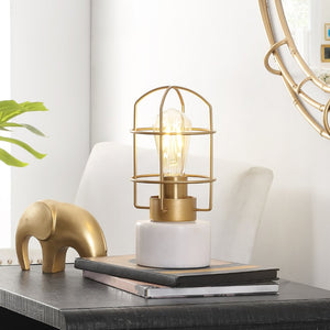 Safavieh SADAF, Elegant 10.5-Inch Brass & White Table Lamp with Marble Base for Chic Home Lighting Solutions TBL4292A