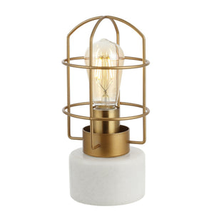 Safavieh SADAF, Elegant 10.5-Inch Brass & White Table Lamp with Marble Base for Chic Home Lighting Solutions TBL4292A