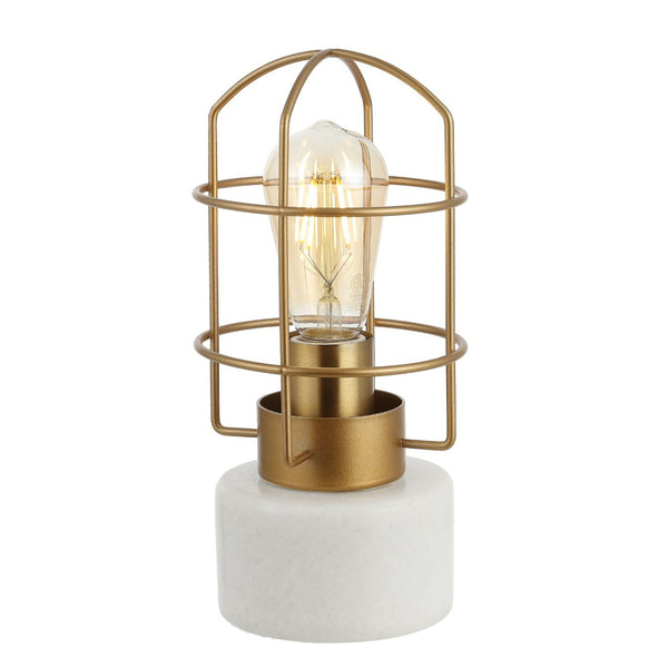 Safavieh SADAF, Elegant 10.5-Inch Brass & White Table Lamp with Marble Base for Chic Home Lighting Solutions TBL4292A