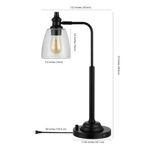 Safavieh RINO, Sleek 23-Inch Black Metal Table Lamp with USB Port for Modern Spaces & Effortless Charging TBL4294A