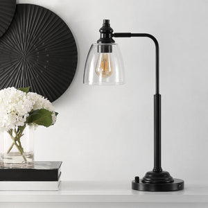 Safavieh RINO, Sleek 23-Inch Black Metal Table Lamp with USB Port for Modern Spaces & Effortless Charging TBL4294A
