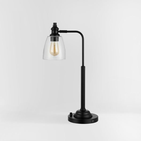 Safavieh RINO, Sleek 23-Inch Black Metal Table Lamp with USB Port for Modern Spaces & Effortless Charging TBL4294A