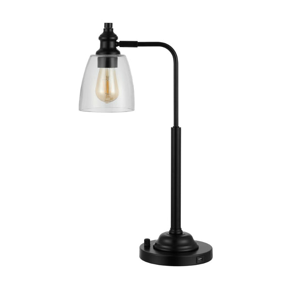 Safavieh RINO, Sleek 23-Inch Black Metal Table Lamp with USB Port for Modern Spaces & Effortless Charging TBL4294A