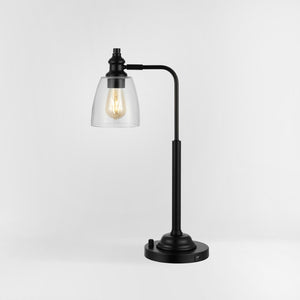 Safavieh RINO, Sleek 23-Inch Black Metal Table Lamp with USB Port for Modern Spaces & Effortless Charging TBL4294A