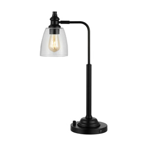 Safavieh RINO, Sleek 23-Inch Black Metal Table Lamp with USB Port for Modern Spaces & Effortless Charging TBL4294A