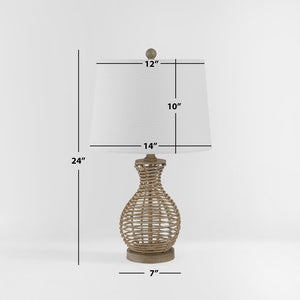 Safavieh FLORA, 24-Inch Natural Rattan Table Lamp - Coastal & Bohemian Style Lighting for Home Decor TBL4295A