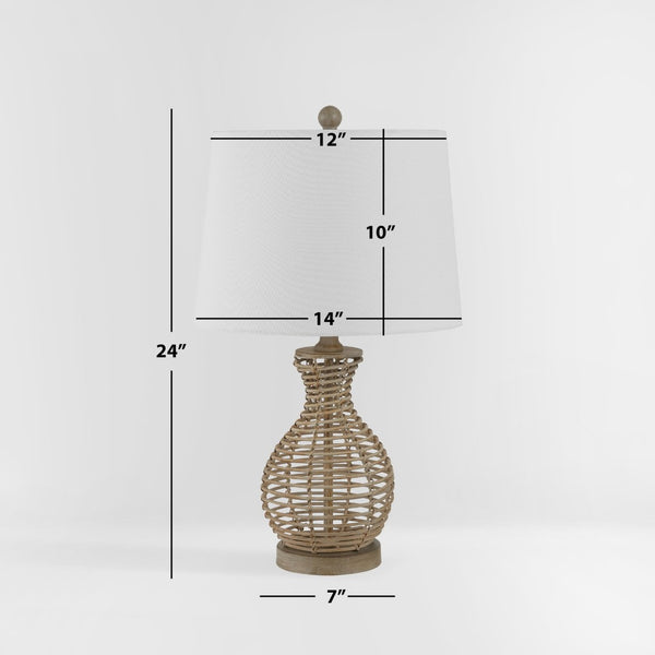 Safavieh FLORA, 24-Inch Natural Rattan Table Lamp - Coastal & Bohemian Style Lighting for Home Decor TBL4295A