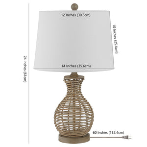 Safavieh FLORA, 24-Inch Natural Rattan Table Lamp - Coastal & Bohemian Style Lighting for Home Decor TBL4295A