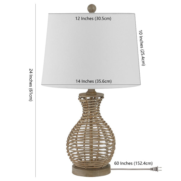 Safavieh FLORA, 24-Inch Natural Rattan Table Lamp - Coastal & Bohemian Style Lighting for Home Decor TBL4295A