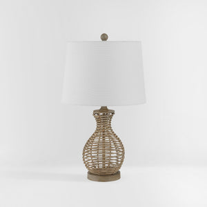 Safavieh FLORA, 24-Inch Natural Rattan Table Lamp - Coastal & Bohemian Style Lighting for Home Decor TBL4295A