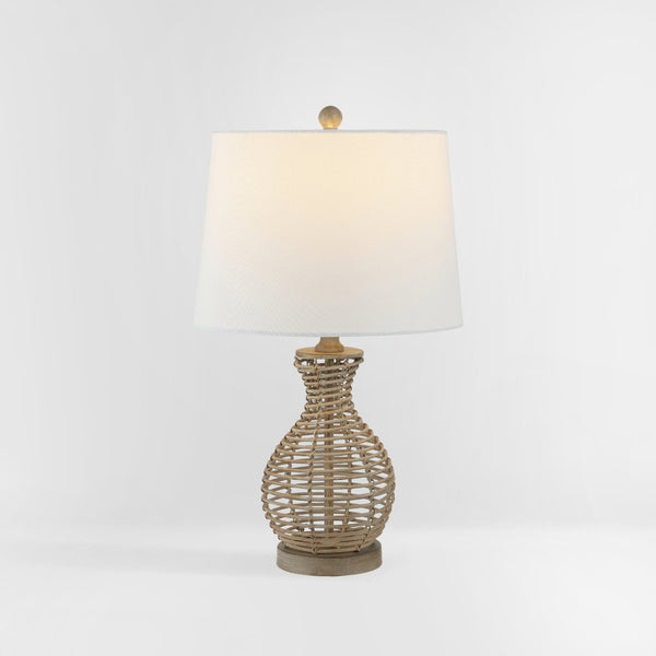 Safavieh FLORA, 24-Inch Natural Rattan Table Lamp - Coastal & Bohemian Style Lighting for Home Decor TBL4295A