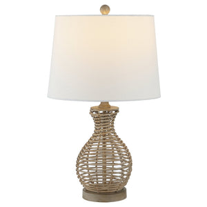 Safavieh FLORA, 24-Inch Natural Rattan Table Lamp - Coastal & Bohemian Style Lighting for Home Decor TBL4295A