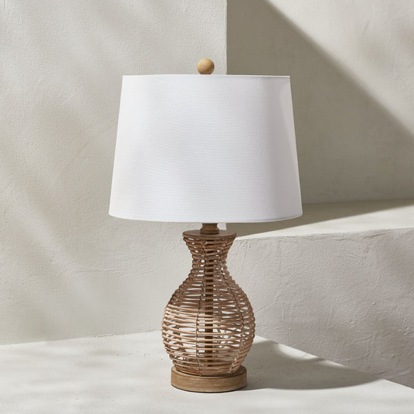 Safavieh FLORA, 24-Inch Natural Rattan Table Lamp - Coastal & Bohemian Style Lighting for Home Decor TBL4295A