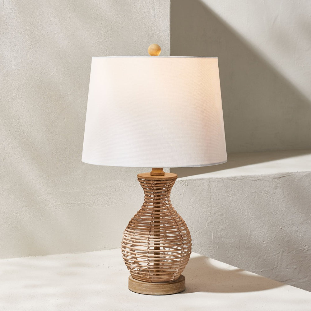 Safavieh FLORA, 24-Inch Natural Rattan Table Lamp - Coastal & Bohemian Style Lighting for Home Decor TBL4295A