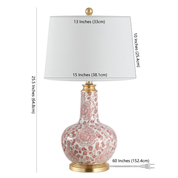 Safavieh LEIA, Elegant Ceramic Table Lamp with Timeless Design for Cozy Lighting in Any Room Décor Red TBL4297A