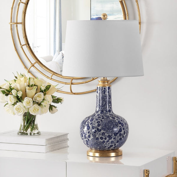 Safavieh LEIA, Elegant Ceramic Table Lamp with Timeless Design for Cozy Lighting in Any Room Décor Blue TBL4297B