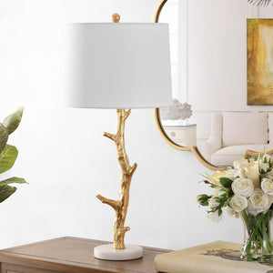 Safavieh OLENNA, 29.5-Inch Gold & White Polyresin Table Lamp - Elegant Accent for Modern & Traditional Decor TBL4298A