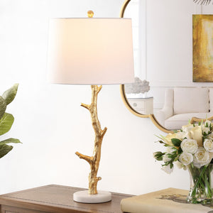 Safavieh OLENNA, 29.5-Inch Gold & White Polyresin Table Lamp - Elegant Accent for Modern & Traditional Decor TBL4298A