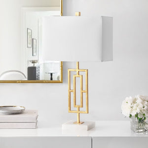 Safavieh YARA, Elegant Gold & White Metal Table Lamp Set of 2 - Modern Minimalist Lighting for Any Room TBL4299A-SET2