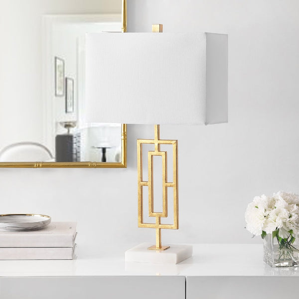 Safavieh YARA, Elegant Gold & White Metal Table Lamp Set of 2 - Modern Minimalist Lighting for Any Room TBL4299A-SET2